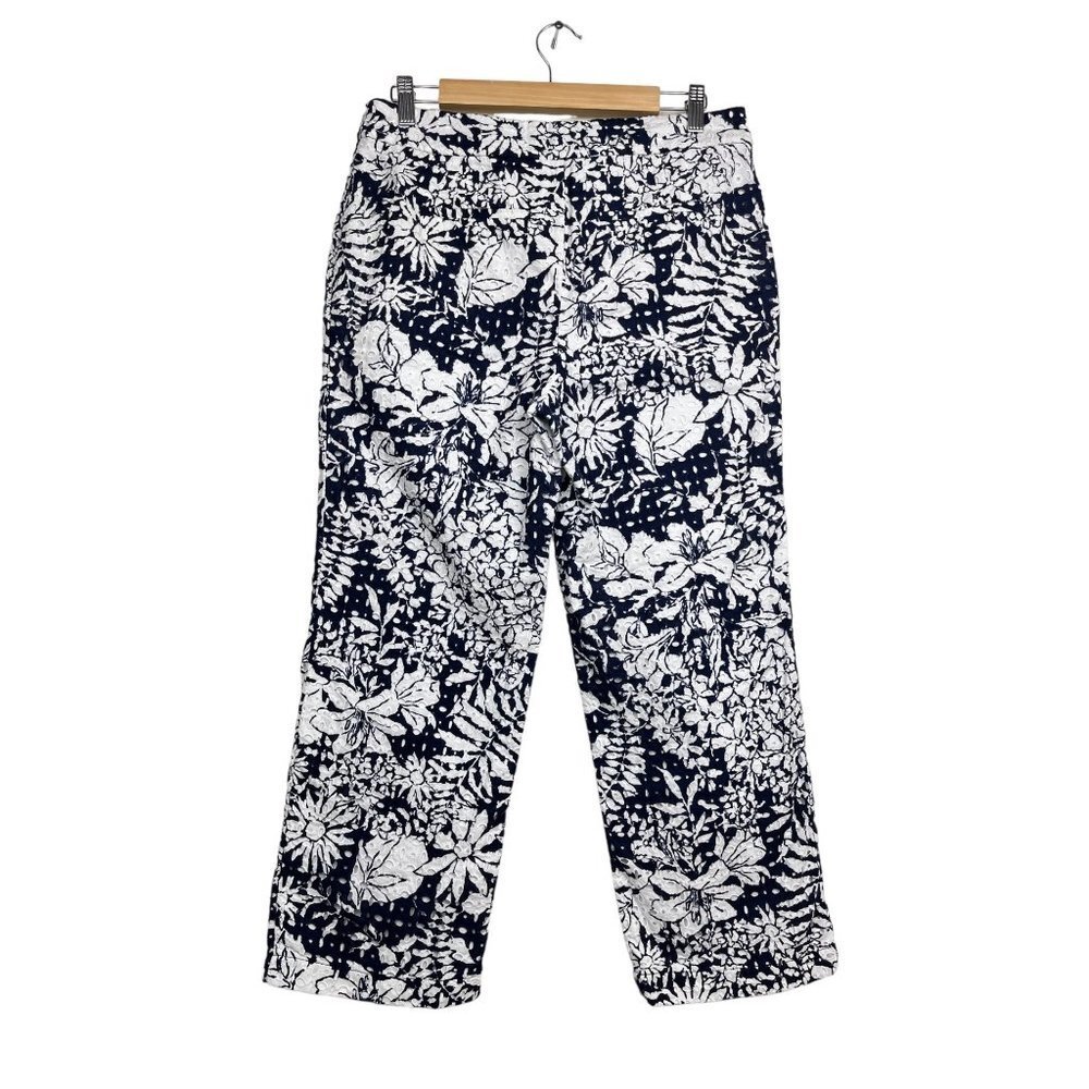 Boden‎ Navy floral eyelet capri pants cropped boho size 8